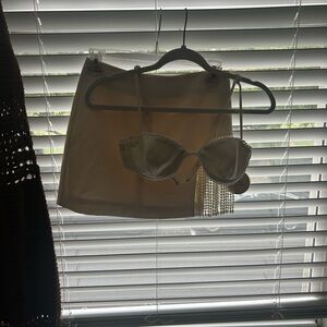 Camila Coelho White Beaded Crop Top